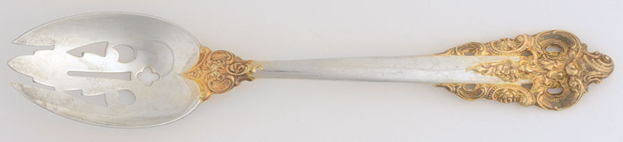 Golden Grande Baroque (Sterling, Gold Accent) Pierced Tablespoon (Serving Spoon) by Wallace Silver-1
