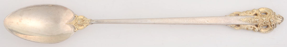 Golden Grande Baroque (Sterling, Gold Accent) Iced Tea Spoon by Wallace Silver-1