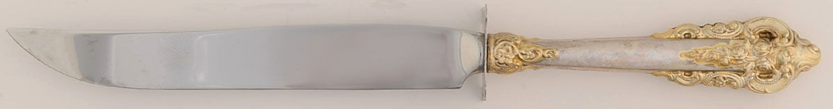 Golden Grande Baroque (Sterling, Gold Accent) Small Steak Carving Knife with Stainless Blade by Wallace Silver-1