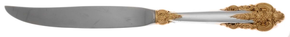 Golden Grande Baroque (Sterling, Gold Accent) Steak Knife Individual Hollow, No Serrate HC by Wallace Silver-1