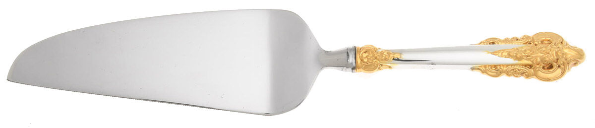 Golden Grande Baroque (Sterling, Gold Accent) Pie and Cake Server with Stainless Blade HC by Wallace Silver-1