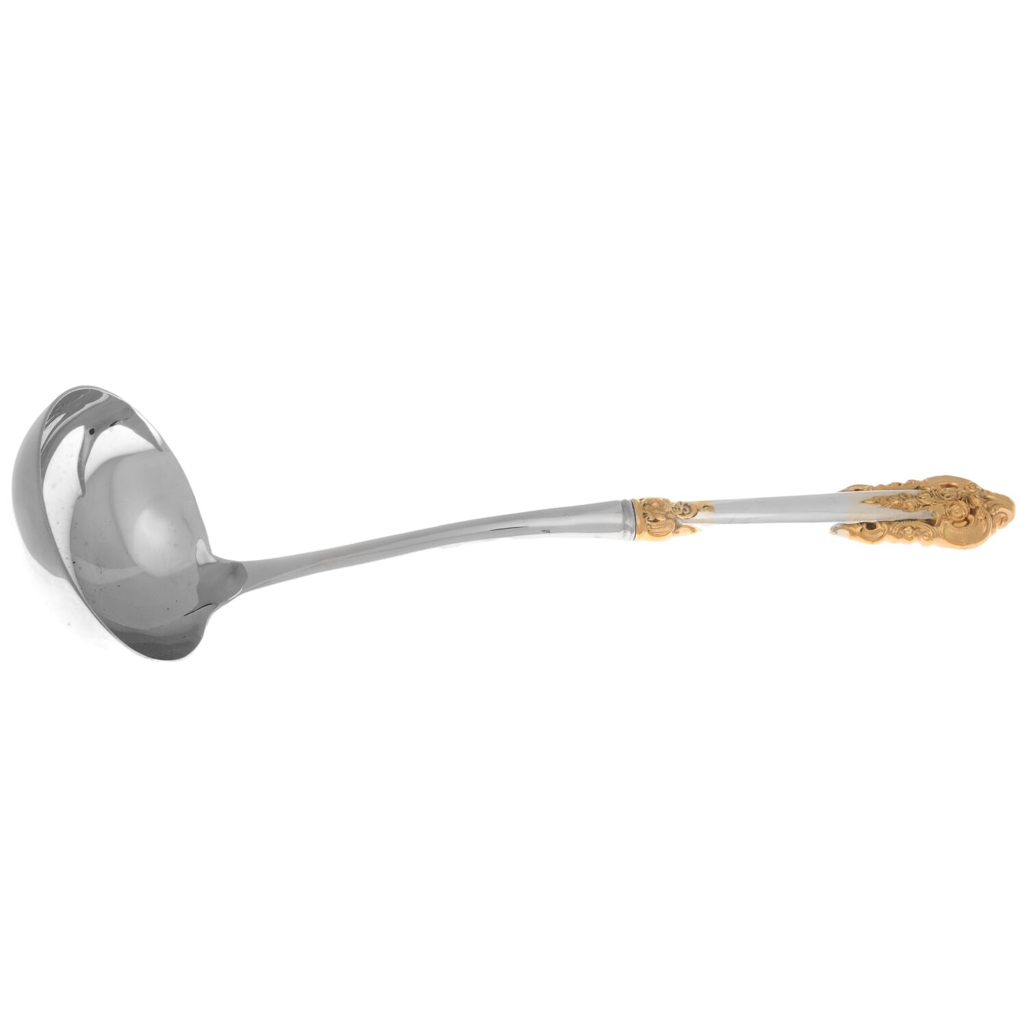 Golden Grande Baroque (Sterling, Gold Accent) Soup Ladle with Stainless Bowl HC by Wallace Silver-1