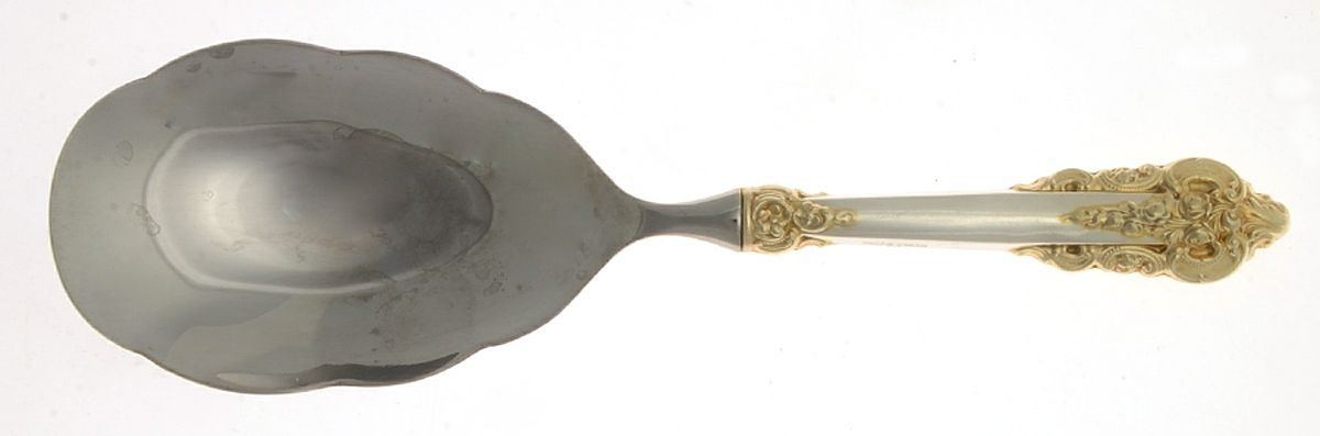 Golden Grande Baroque (Sterling, Gold Accent) Rice Spoon-Stainless Bowl by Wallace Silver-1