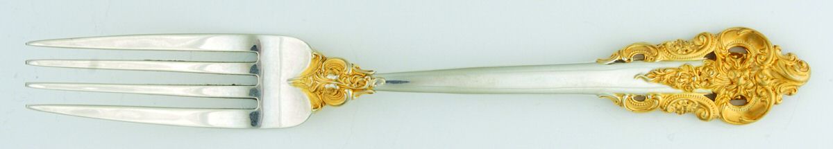 Golden Grande Baroque (Sterling, Gold Accent) European Fork by Wallace Silver-1