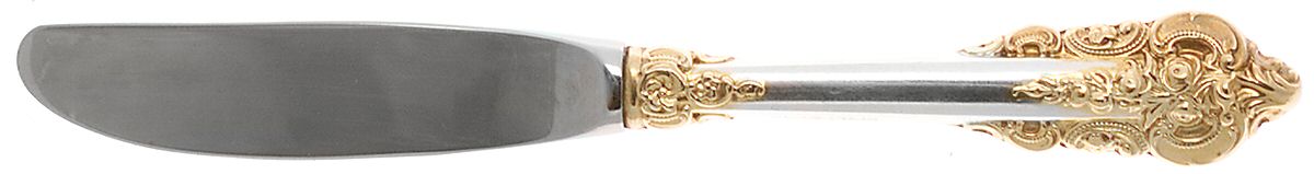 Golden Grande Baroque (Sterling, Gold Accent) Modern Hollow Butter Spreader (Stainless) by Wallace Silver-1