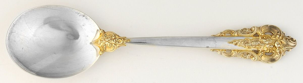 Golden Grande Baroque (Sterling, Gold Accent) Round Bowl Soup Spoon (Cream Soup) by Wallace Silver-1