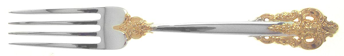 Golden Grande Baroque (Sterling, Gold Accent) Fork by Wallace Silver-1