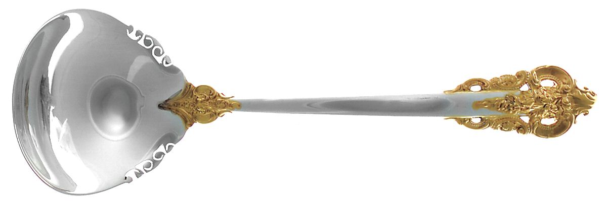 Golden Grande Baroque (Sterling, Gold Accent) Solid Piece Cream Ladle by Wallace Silver-1