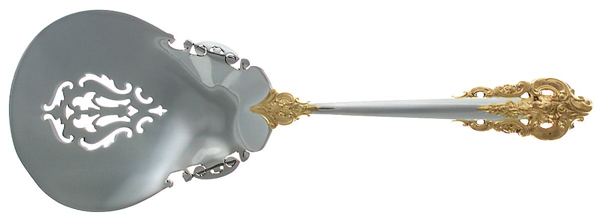 Golden Grande Baroque (Sterling, Gold Accent) Tomato Server, Solid Piece by Wallace Silver-1