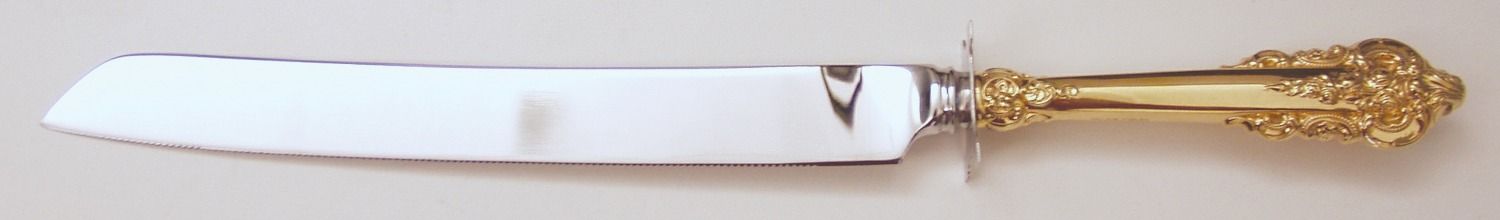 Golden Grande Barogue (Sterling, Gold Vermeil) Cake Knife with Stainless Blade by Wallace Silver-1
