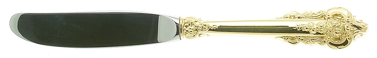 Golden Grande Barogue (Sterling, Gold Vermeil) Modern Hollow Butter Spreader (Stainless) by Wallace Silver-1