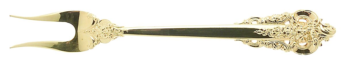 Golden Grande Barogue (Sterling, Gold Vermeil) Short Handle Pickle/Olive Fork by Wallace Silver-1