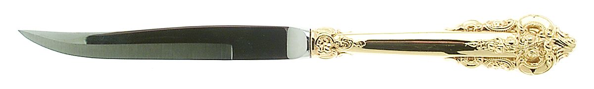 Golden Grande Barogue (Sterling, Gold Vermeil) Individual Steak Knife w/Bevel Blade by Wallace Silver-1