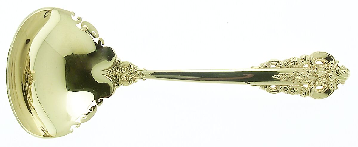 Golden Grande Barogue (Sterling, Gold Vermeil) Solid Gravy Ladle by Wallace Silver-1