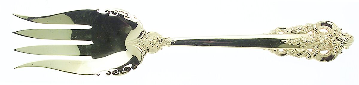 Golden Grande Barogue (Sterling, Gold Vermeil) Solid Salad Serving Fork by Wallace Silver-1