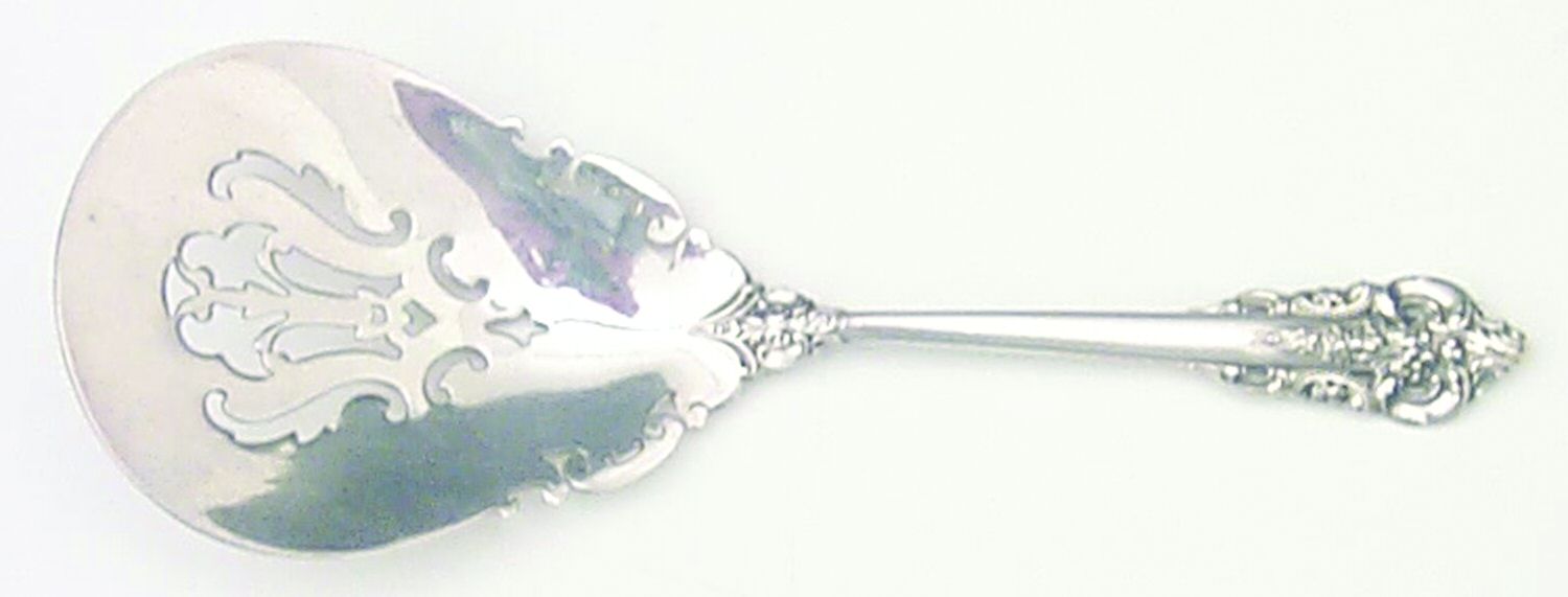 Golden Grande Barogue (Sterling, Gold Vermeil) Solid Bon Bon Spoon with Pierced Bowl by Wallace Silver-1