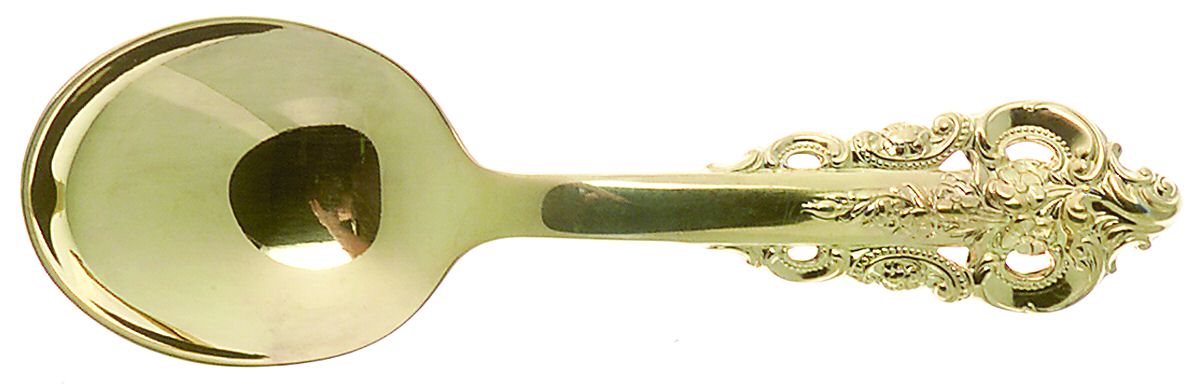 Golden Grande Barogue (Sterling, Gold Vermeil) Straight Handle Baby Spoon by Wallace Silver-1