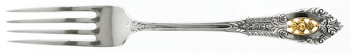 Golden Rose Point (Sterling, 1988, Gold Accent Rose) Fork by Wallace Silver-1
