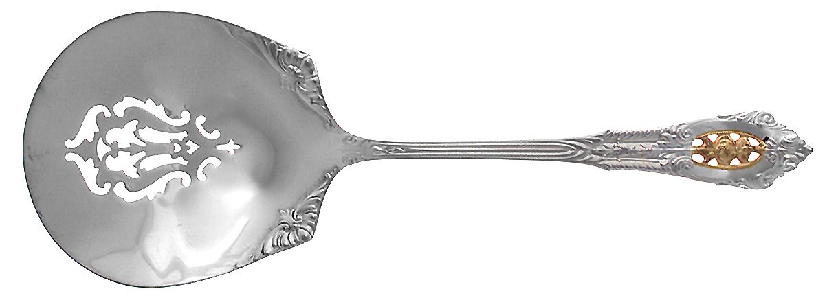 Golden Rose Point (Sterling, 1988, Gold Accent Rose) Tomato Server, Solid Piece by Wallace Silver-1