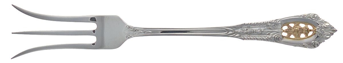 Golden Rose Point (Sterling, 1988, Gold Accent Rose) Lemon Fork by Wallace Silver-1