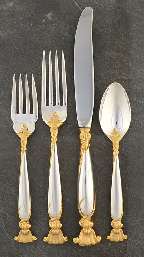 Golden Romance of The Sea (Sterling, Gold Accent) 4 Piece Place Size Setting by Wallace Silver-1