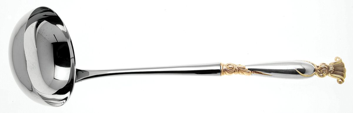 Golden Romance of The Sea (Sterling, Gold Accent) Soup Ladle with Stainless Bowl by Wallace Silver-1