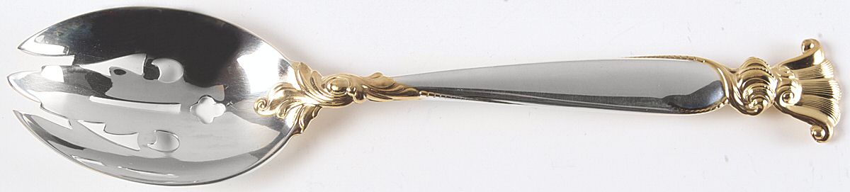 Golden Romance of The Sea (Sterling, Gold Accent) Pierced Tablespoon (Serving Spoon) by Wallace Silver-1