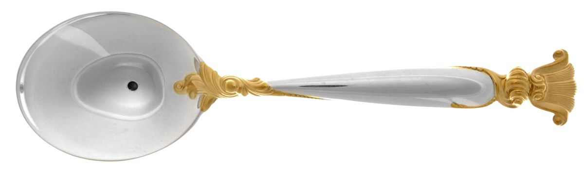 Golden Romance of The Sea (Sterling, Gold Accent) Round Bowl Soup Spoon (Cream Soup) by Wallace Silver-1