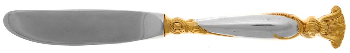 Golden Romance of The Sea (Sterling, Gold Accent) Modern Hollow Butter Spreader (Stainless) by Wallace Silver-1
