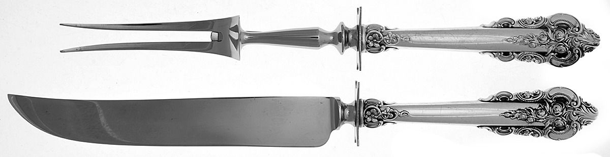 Grande Baroque (Sterling, 1941) Large 2-Piece Roast Carving Set w/Stainless Blade by Wallace Silver-1
