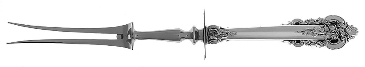 Grande Baroque (Sterling, 1941) Large Stainless-Prong Roast Carving Fork by Wallace Silver-1