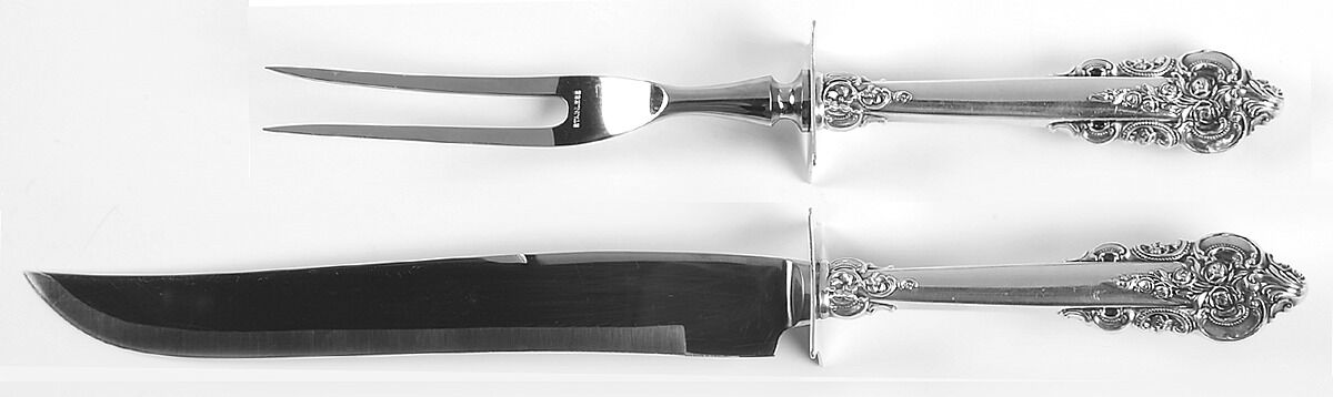 Grande Baroque (Sterling, 1941) Large 2-Piece Roast Carving Set w/ Stainless Blade by Wallace Silver-1