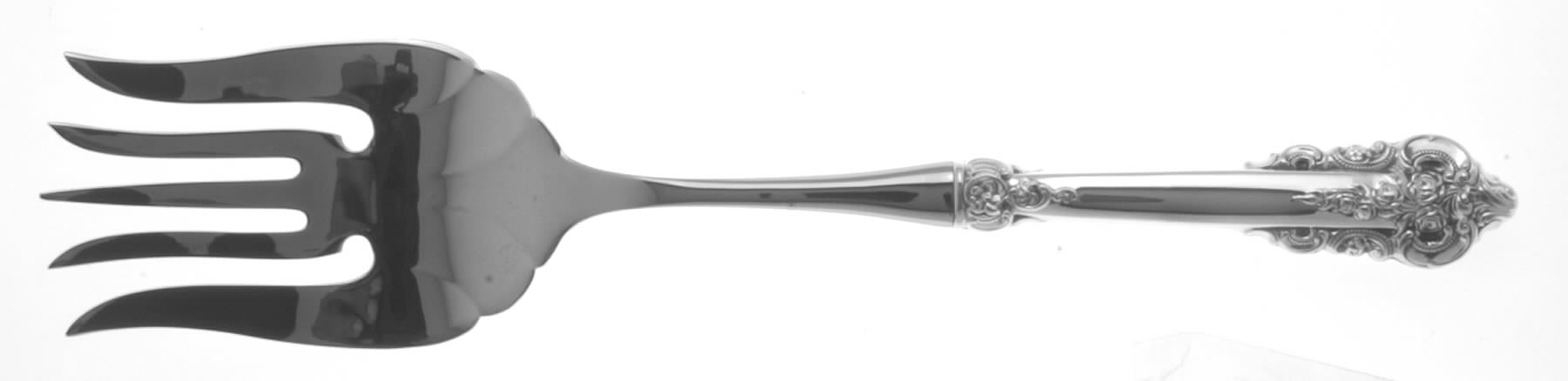 Grande Baroque (Sterling, 1941) Large Stainless-Tine Cold Meat Serving Fork by Wallace Silver-1