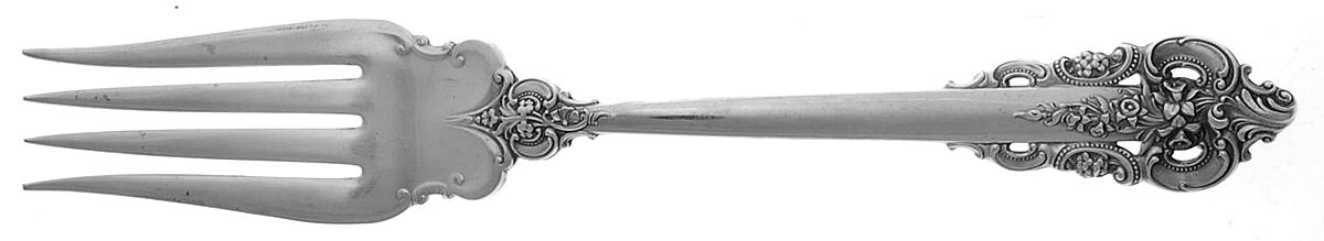 Grande Baroque (Sterling, 1941) Medium Solid Cold Meat Serving Fork by Wallace Silver-1