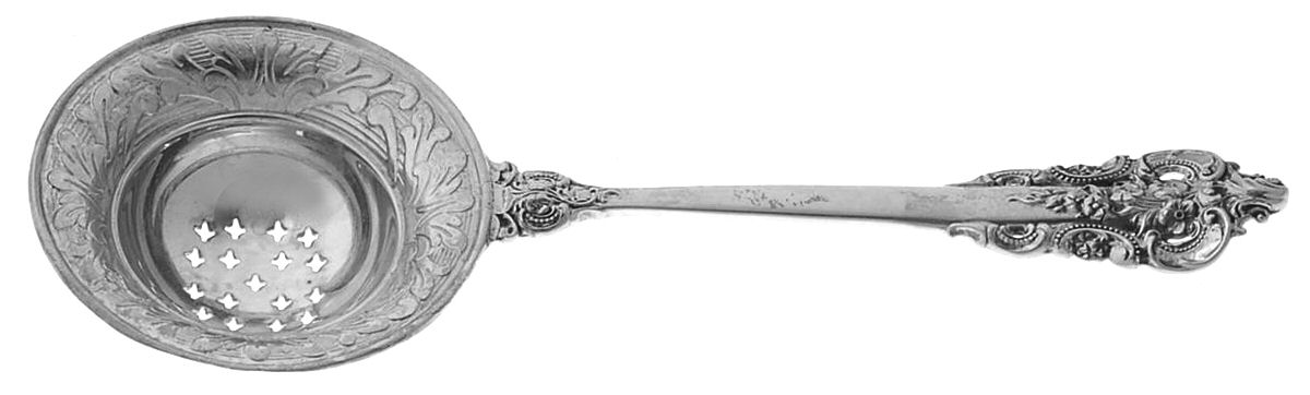 Grande Baroque (Sterling, 1941) Individual Overcup Tea Strainer with Silverplate Bowl by Wallace Silver-1