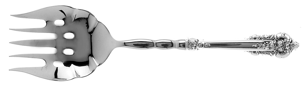 Grande Baroque (Sterling, 1941) Large Oversize Stainless Cold Meat Serving Fork by Wallace Silver-1