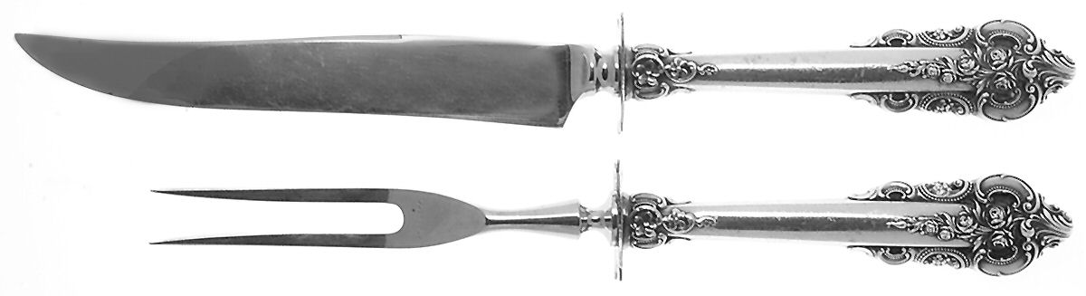 Grande Baroque (Sterling, 1941) Small Steak 2-Piece Carving Set w/Stainless Blade by Wallace Silver-1