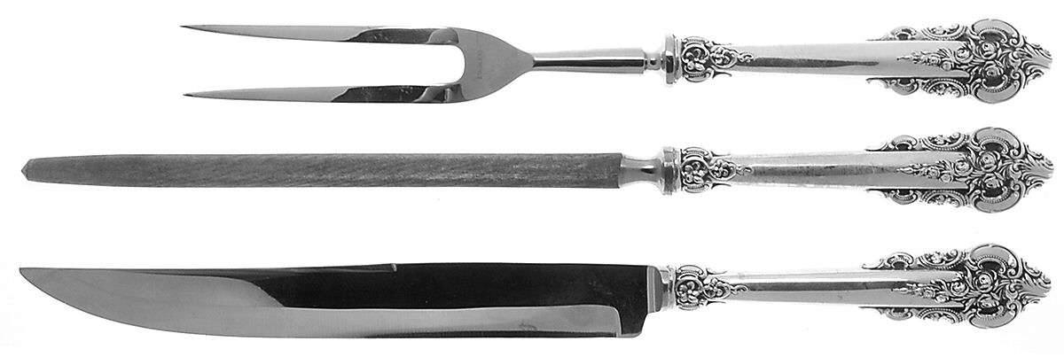 Grande Baroque (Sterling, 1941) Large 2-Piece Roast Carving Set with Stainless Blade by Wallace Silver-1