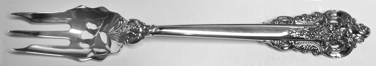 Grande Baroque (Sterling, 1941) Pickle Fork Pierced with Short Handle HC by Wallace Silver-1