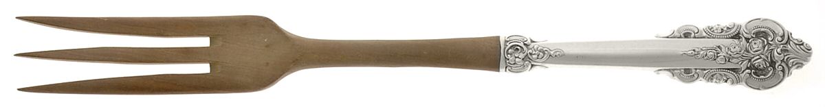 Grande Baroque (Sterling, 1941) Salad Serving Fork with Wooden Prongs by Wallace Silver-1