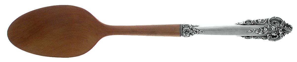 Grande Baroque (Sterling, 1941) Salad Serving Spoon with Wooden Bowl by Wallace Silver-1
