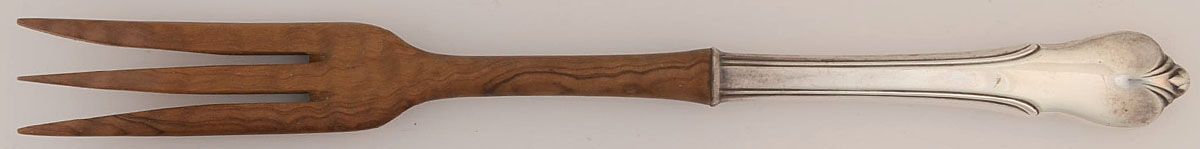 Grand Colonial (Sterling, 1942, No Monos) Salad Serving Fork Wooden Prongs by Wallace Silver-1