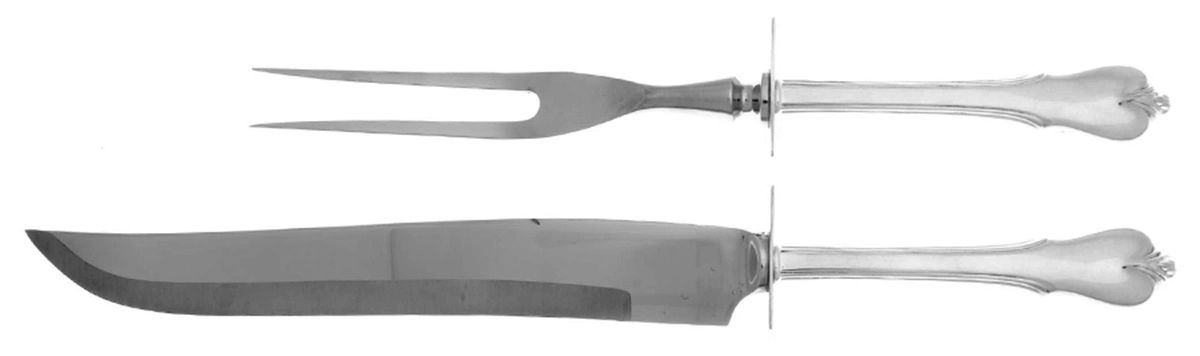 Grand Colonial (Sterling, 1942, No Monos) Carving Set-2pc/Lg-Stnbl/Roast W/Sterling Guard by Wallace Silver-1