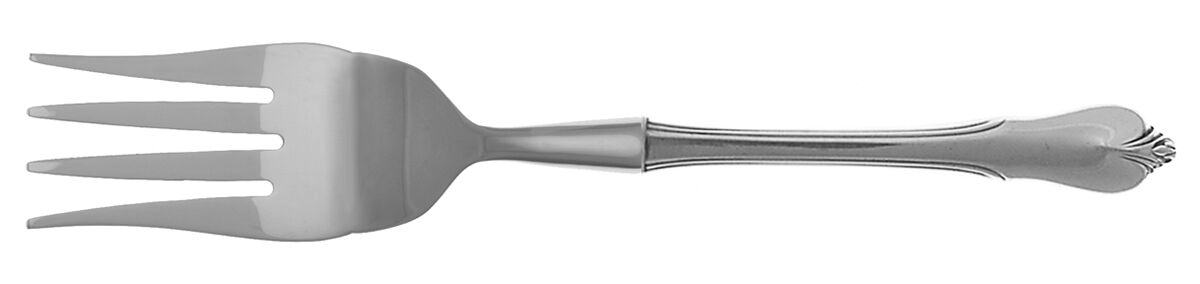 Grand Colonial (Sterling, 1942, No Monos) Cold Meat Fork Large, Stainless Tines HC by Wallace Silver-1