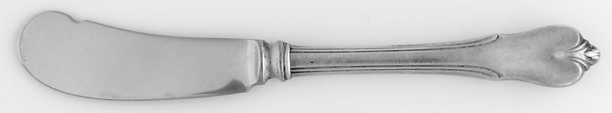 Grand Colonial (Sterling, 1942, No Monos) Butter Spreader Hollow Hdl-Paddle/Stainless Blade by Wallace Silver-1