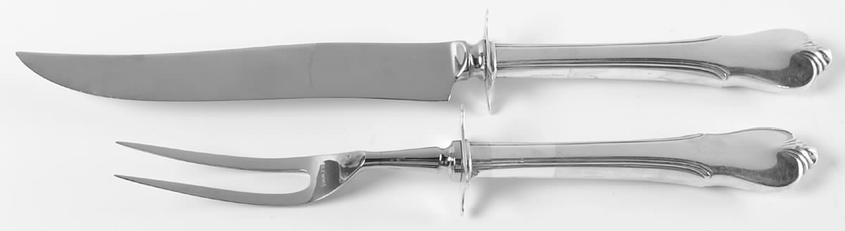 Grand Colonial (Sterling, 1942, No Monos) 2 Piece Small Carving Set W/ Sterling Guard by Wallace Silver-1
