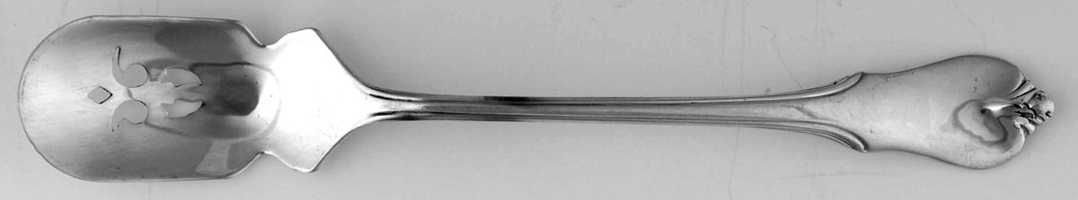 Grand Colonial (Sterling, 1942, No Monos) Short Handled Olive Spoon with Pierced Bowl by Wallace Silver-1