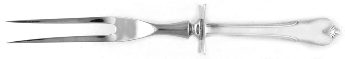 Grand Colonial (Sterling, 1942, No Monos) Lg Carving/Roast Fork-Stn Prong w/Sterling Guard by Wallace Silver-1