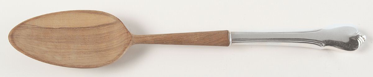 Grand Colonial (Sterling, 1942, No Monos) Salad Serving Spoon with Wooden Bowl by Wallace Silver-1