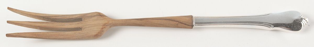 Grand Colonial (Sterling, 1942, No Monos) Salad Serving Fork with Wooden Prongs by Wallace Silver-1